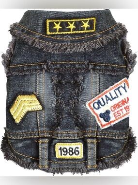 Doggyzstyle Dark Denim Dog Jacket Vest, Size M